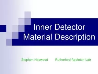 Inner Detector Material Description