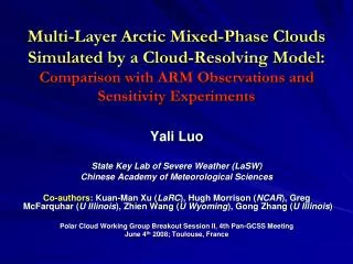 Yali Luo State Key Lab of Severe Weather (LaSW) Chinese Academy of Meteorological Sciences