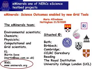 Situated @: Bath; Birkbeck; Cambridge; CCLRC Daresbury Reading The Royal Institution