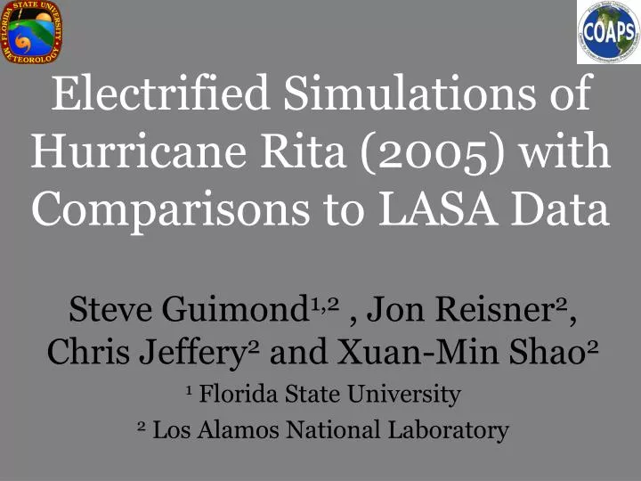 electrified simulations of hurricane rita 2005 with comparisons to lasa data