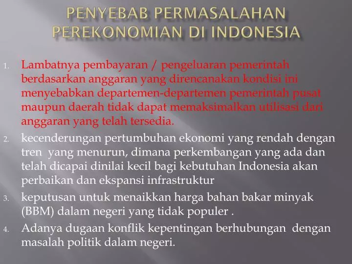 penyebab permasalahan perekonomian di indonesia