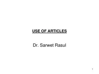 USE OF ARTICLES