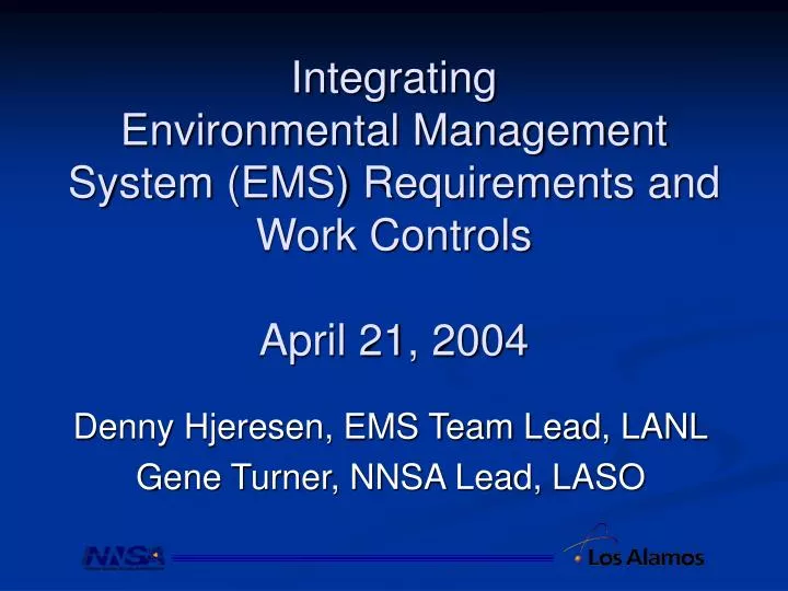 integrating environmental management system ems requirements and work controls april 21 2004