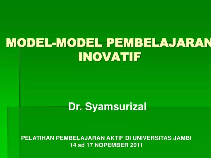 model model pembelajaran inovatif