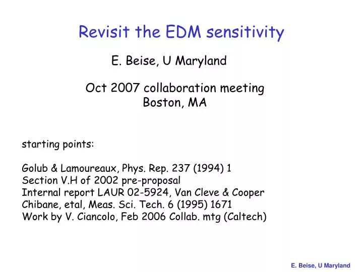revisit the edm sensitivity