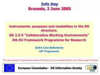 Info Day Brussels, 2 June 2005