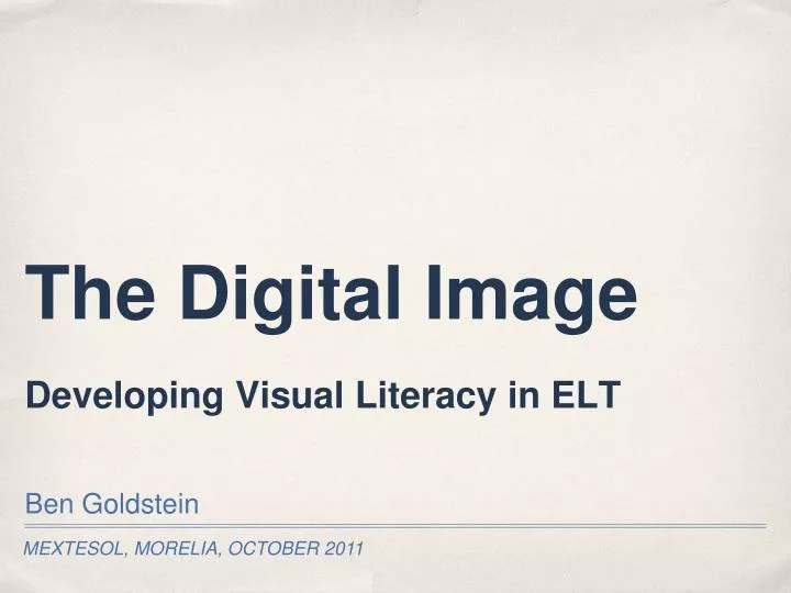 the digital image developing visual literacy in elt