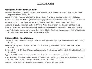 SELECTED READINGS Books (Parts of these books are used):