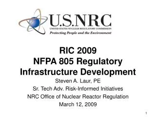 RIC 2009 NFPA 805 Regulatory Infrastructure Development