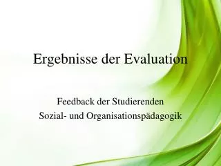 ergebnisse der evaluation