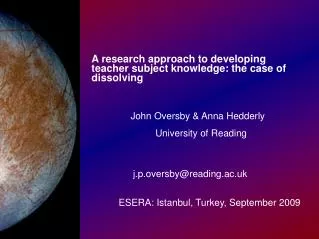 A research approach to developing teacher subject knowledge: the case of dissolving