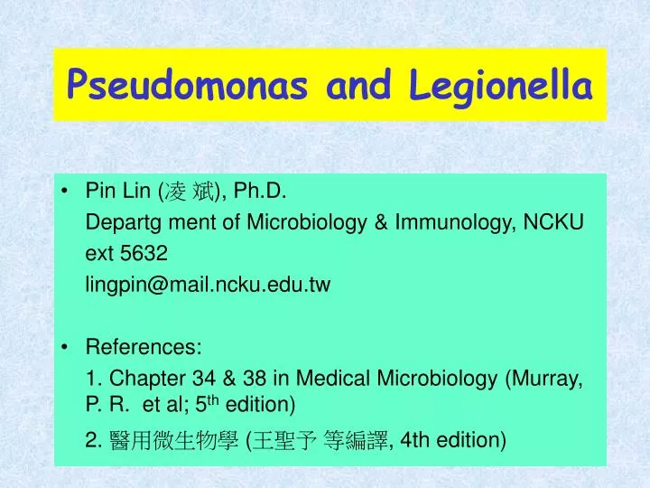 pseudomonas and legionella