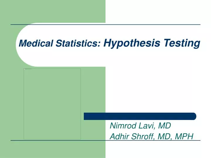 medical statistics hypothesis testing