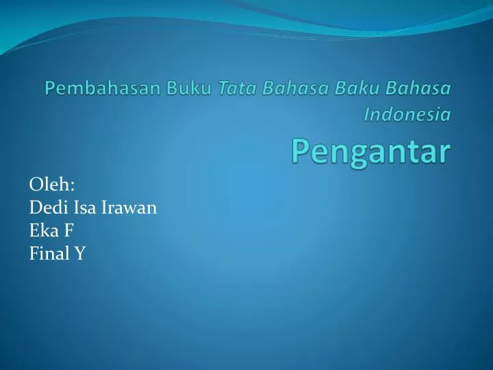 pembahasan buku tata bahasa baku bahasa indonesia pengantar