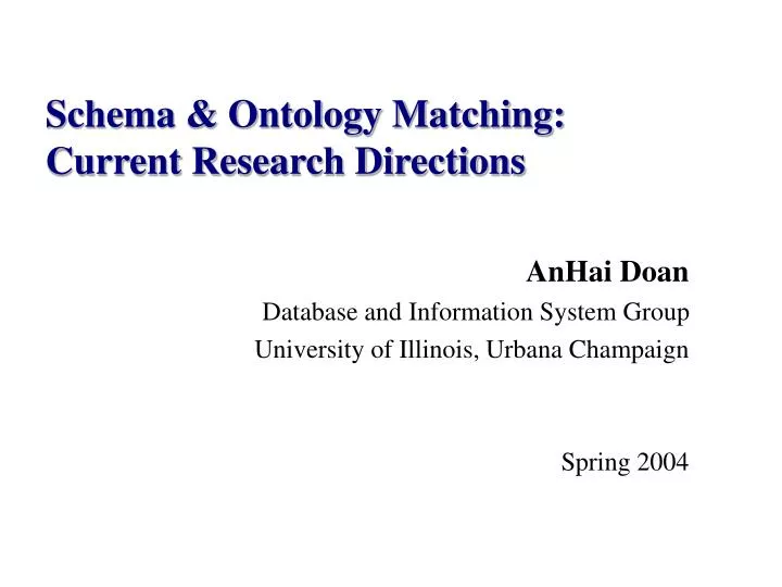 schema ontology matching current research directions