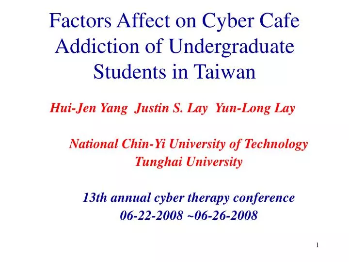 factors affect on cyber cafe addiction of undergraduate students in taiwan