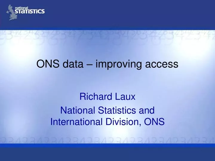 ons data improving access