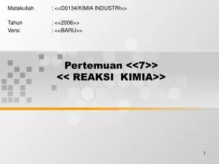 pertemuan 7 reaksi kimia