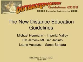 The New Distance Education Guidelines