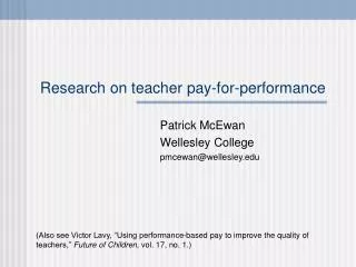 Research on teacher pay-for-performance