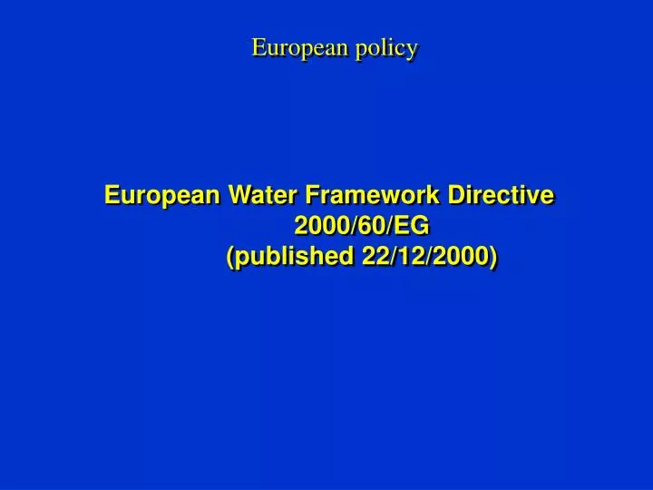 european water framework directive 2000 60 eg published 22 12 2000