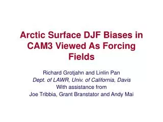 Arctic Surface DJF Biases in CAM3 Viewed As Forcing Fields