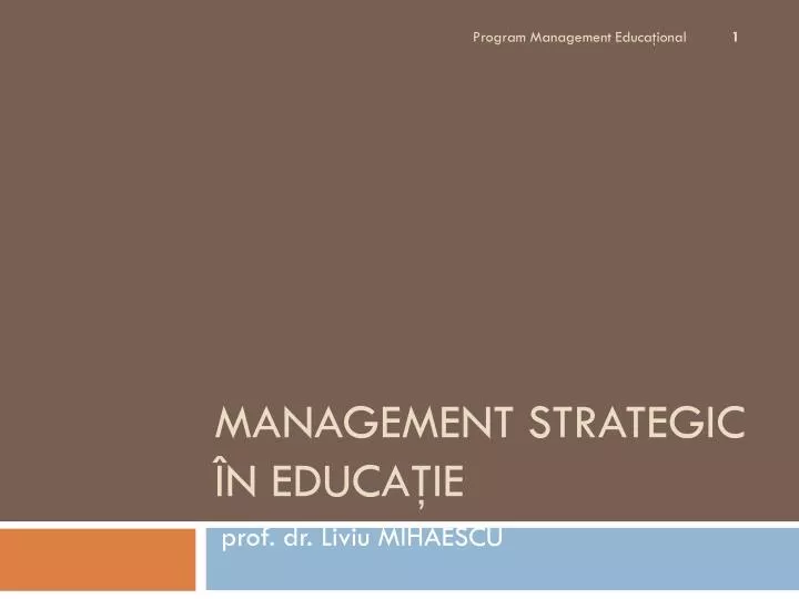 management strategic n educa ie