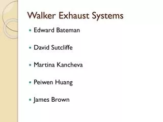 Walker Exhaust Systems