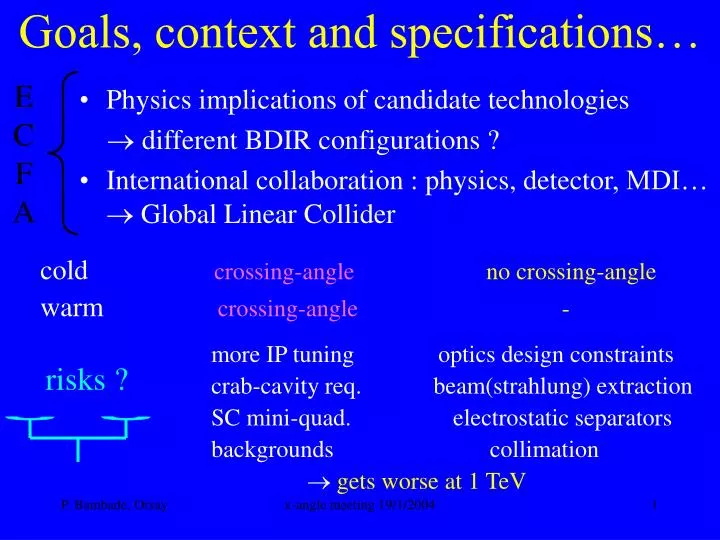 goals context and specifications