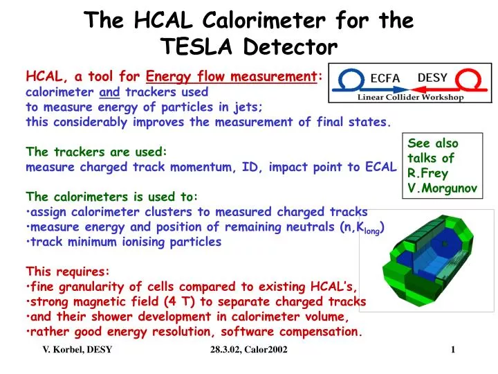 the hcal calorimeter for the tesla detector