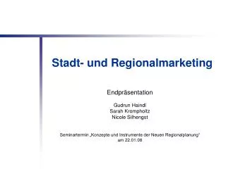 Stadt- und Regionalmarketing