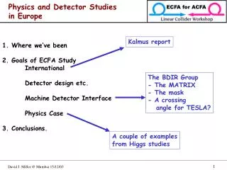 Physics and Detector Studies in Europe