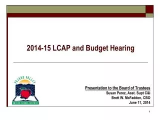2014-15 LCAP and Budget Hearing