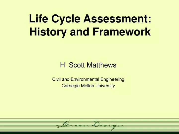 life cycle assessment history and framework