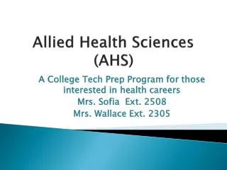 Allied Health Sciences (AHS)