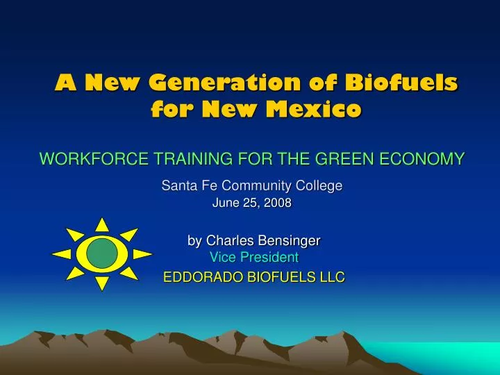 by charles bensinger vice president eddorado biofuels llc