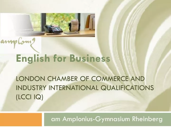 english for business london chamber of commerce and industry international qualifications lcci iq