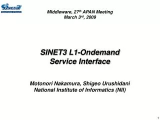 SINET3 L1-Ondemand Service Interface