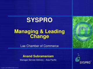 SYSPRO Managing &amp; Leading Change Lae Chamber of Commerce