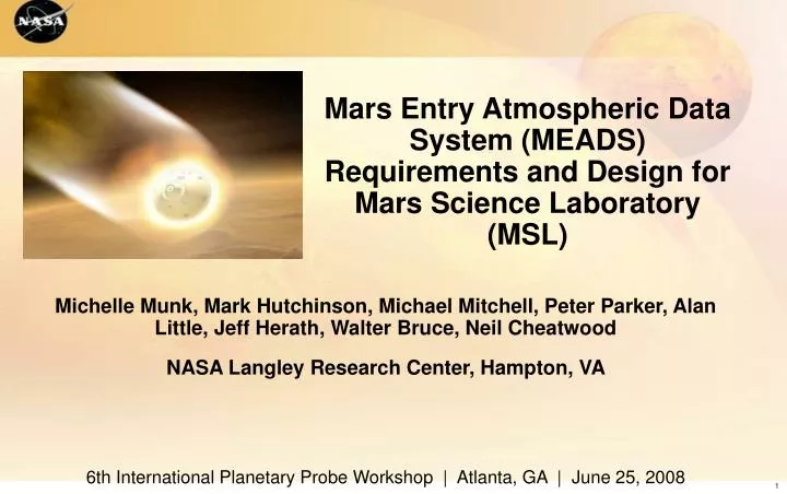 mars entry atmospheric data system meads requirements and design for mars science laboratory msl