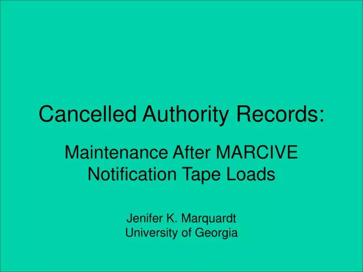cancelled authority records