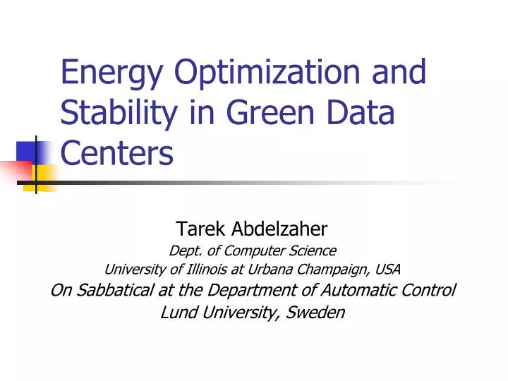 energy optimization and stability in green data centers