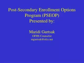 Post-Secondary Enrollment Options Program
