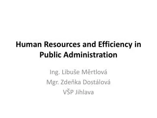 Human Resources and Efficiency in Public Administration