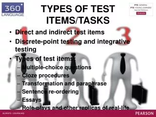 TYPES OF TEST ITEMS/TASKS