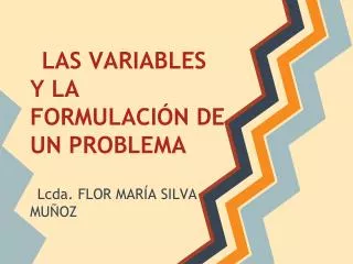 las variables y la formulaci n de un problema