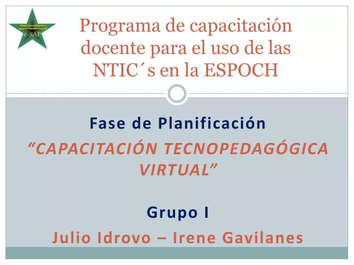 programa de capacitaci n docente para el uso de las ntic s en la espoch