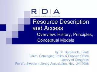 Resource Description and Access Overview: History, Principles, Conceptual Models