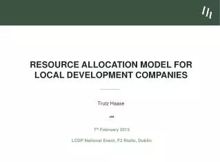 Resource Allocation Model for Local Development Companies