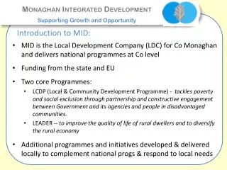 Monaghan Integrated Development Supporting Growth and Opportunity